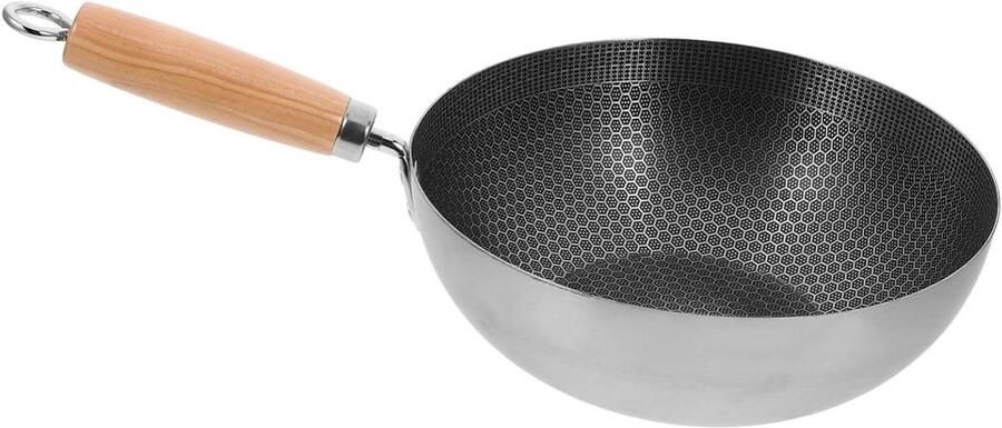 Koekenpan Wok Keukenpan Roerbak Gelijkmatig Koken Honingraat Structuur 40 cm Zwart