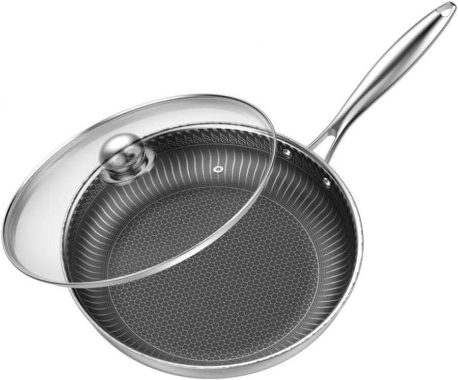 Koekenpan Wok Koekenpan Steelpan Koken en Bakken Snelle Warmteverdeling 30 cm A