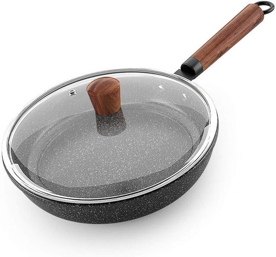 Koekenpan Wok Koken en Bakken Energiezuinige Warmtegeleiding 30cm Zwart