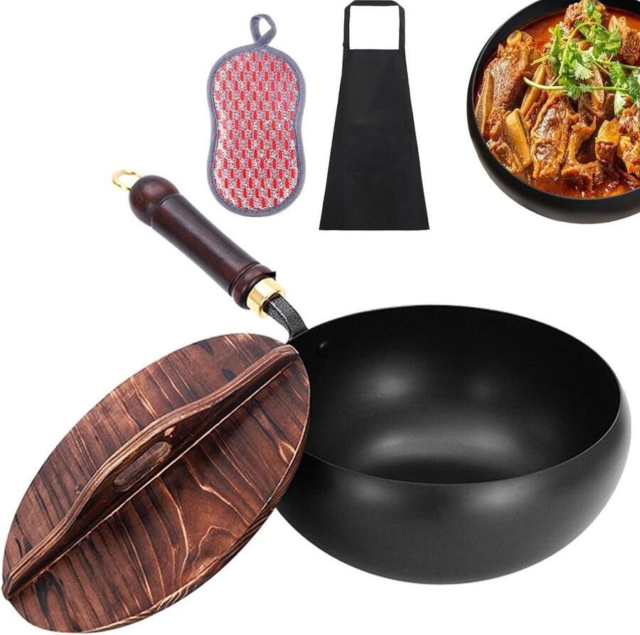 Koekenpan Wok Koken Ongecoat IJzer 26 cm Zwart