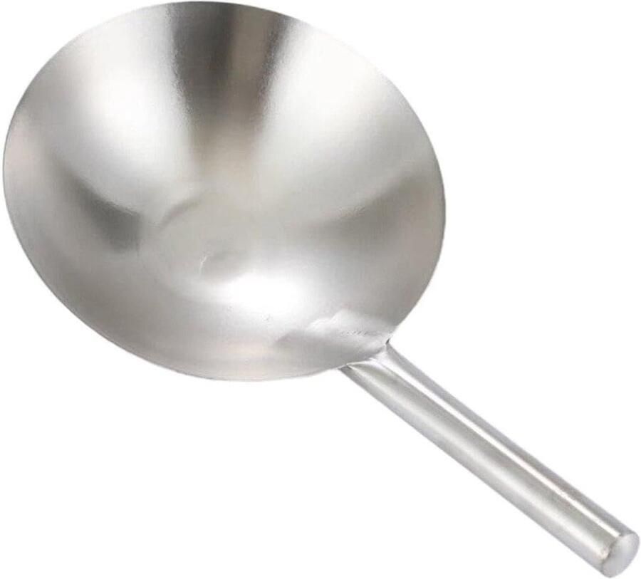 Koekenpan Wok Koopgerei Keuken Koken op vuur Ergonomisch handvat 30x51.7cm Zilver