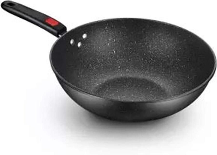 Koekenpan Wok Koopgerei Keuken Veelzijdig Koken Hittebestendig Handvat 34 cm Diameter Zwart