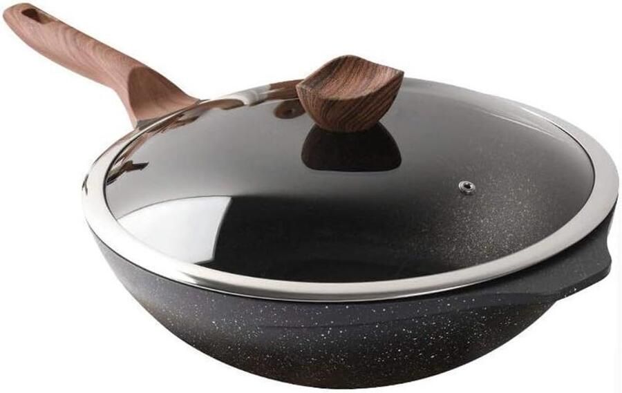 Koekenpan Wok Pan Dagelijks Koken Maifan Steen Antiaanbak 32 Cm Zwart