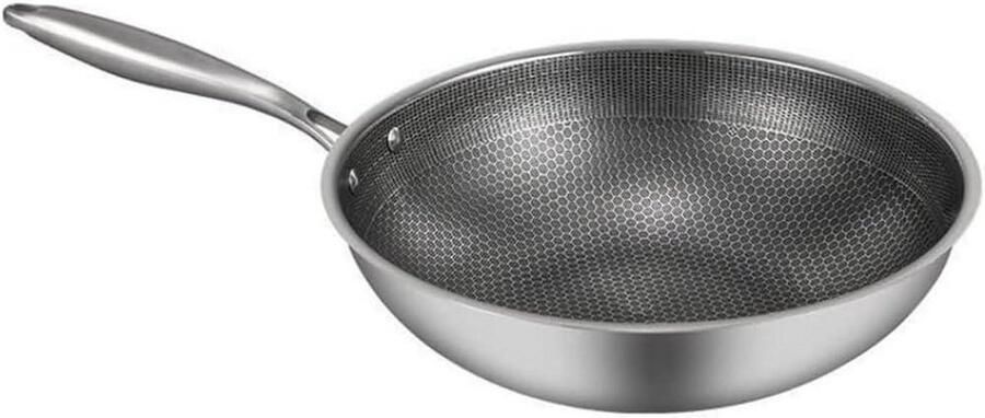 Koekenpan Wok Pan Koken en Bakken Antiaanbaklaag 32 cm Zilver