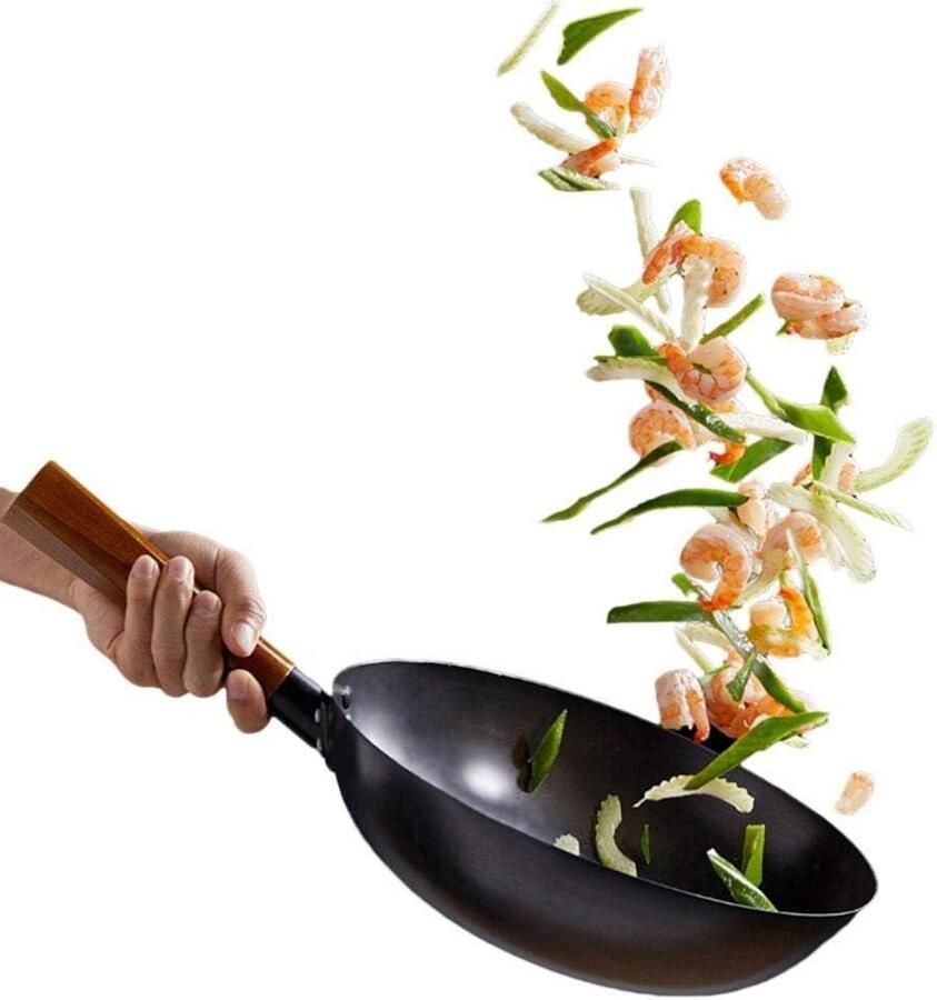 Koekenpan Wok pan Koken van maaltijden Keramische antiaanbaklaag 32 cm Zwart