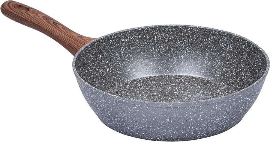 Koekenpan Wokpan Aluminium Lekker Koken Marmeren Antiaanbaklaag 26 cm Zwart