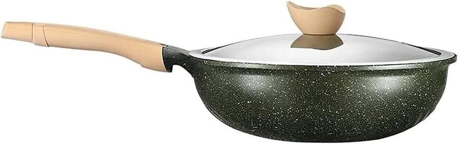Koekenpan Wokpan Aluminium Pan Dagelijks Koken Niet Plakkerig Oppervlak 28 cm Diameter Zwart