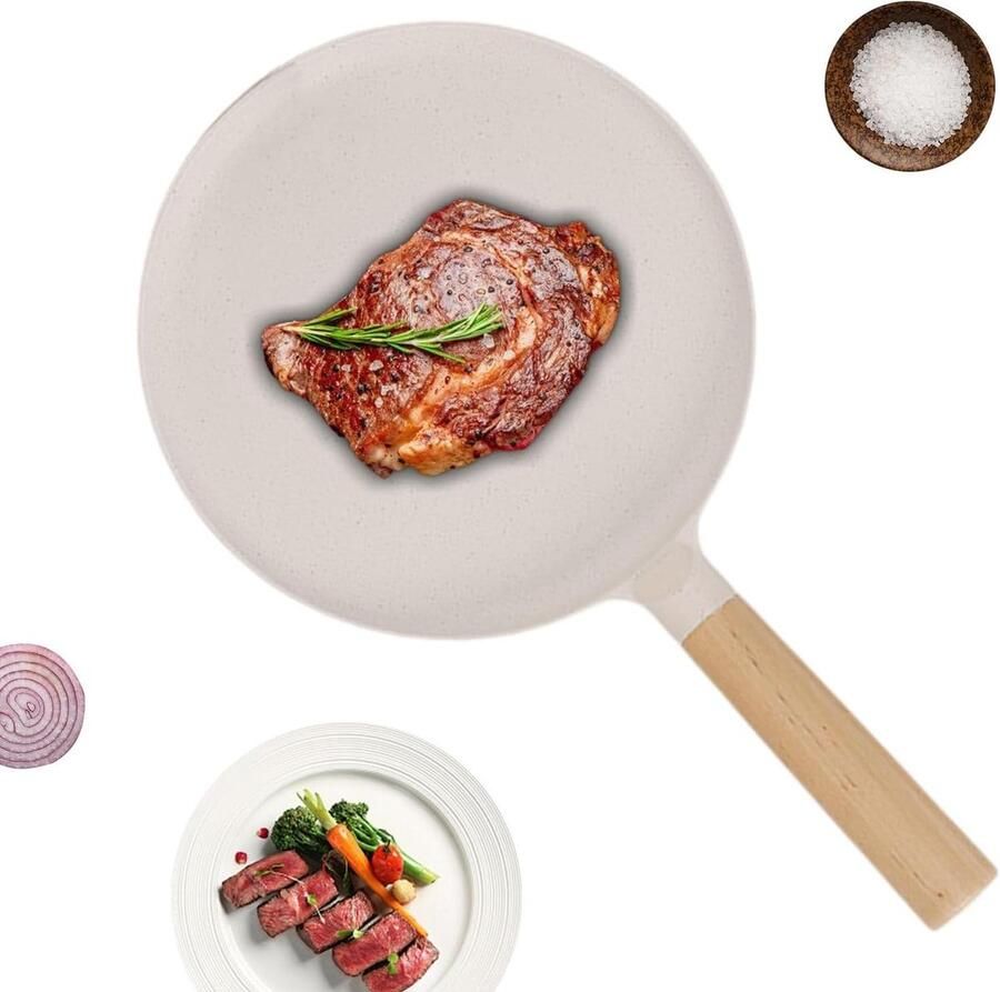 Koekenpan Wokpan Antiaanbaklaag Snel Koken Ergonomische Handgreep 24 cm Wit