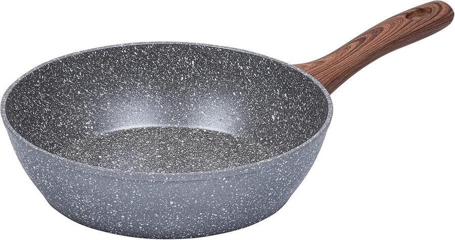 Koekenpan Wokpan Braadpan Koken en braden Vierlaagse anti-aanbaklaag 26 cm Zwart