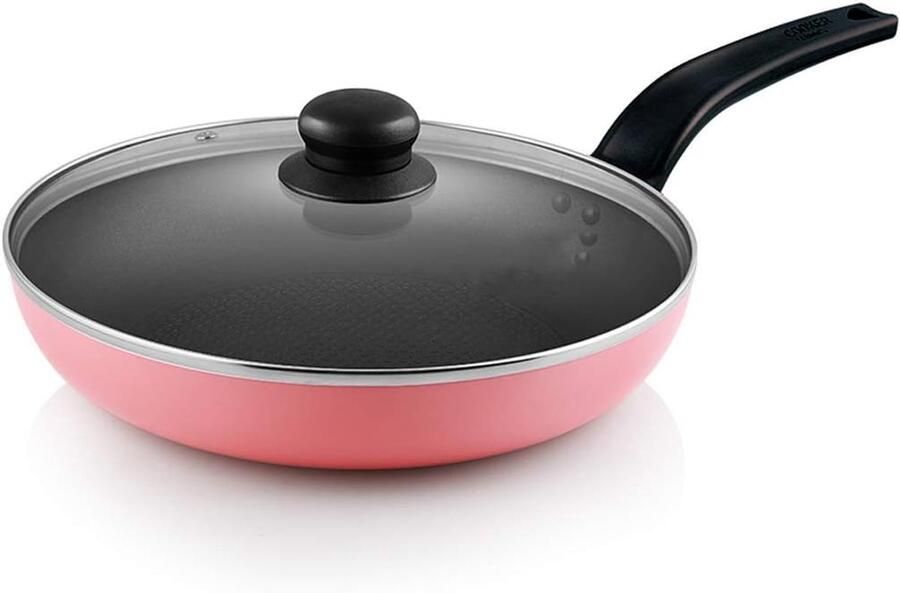 Koekenpan Wokpan Dagelijks Koken Ultra Anti-aanbaklaag 26 cm Diameter Roze