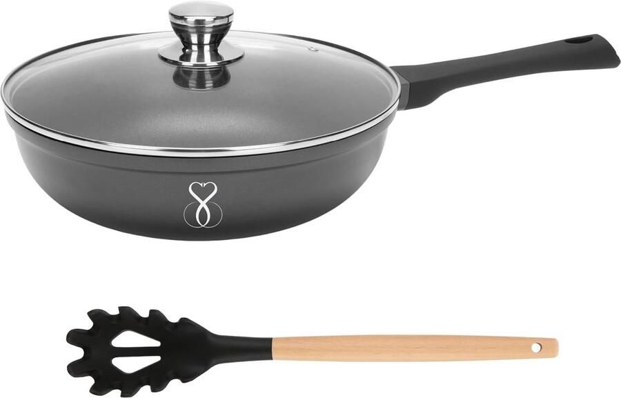 Koekenpan Wokpan Gezond Koken Duitse Anti-aanbaklaag 30 cm Zwart