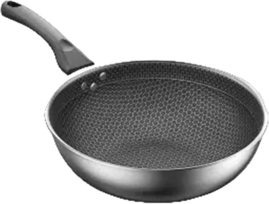 Koekenpan Wokpan Koekenpan Koken op Inductie Roestvrij Staal 32 cm Zilver