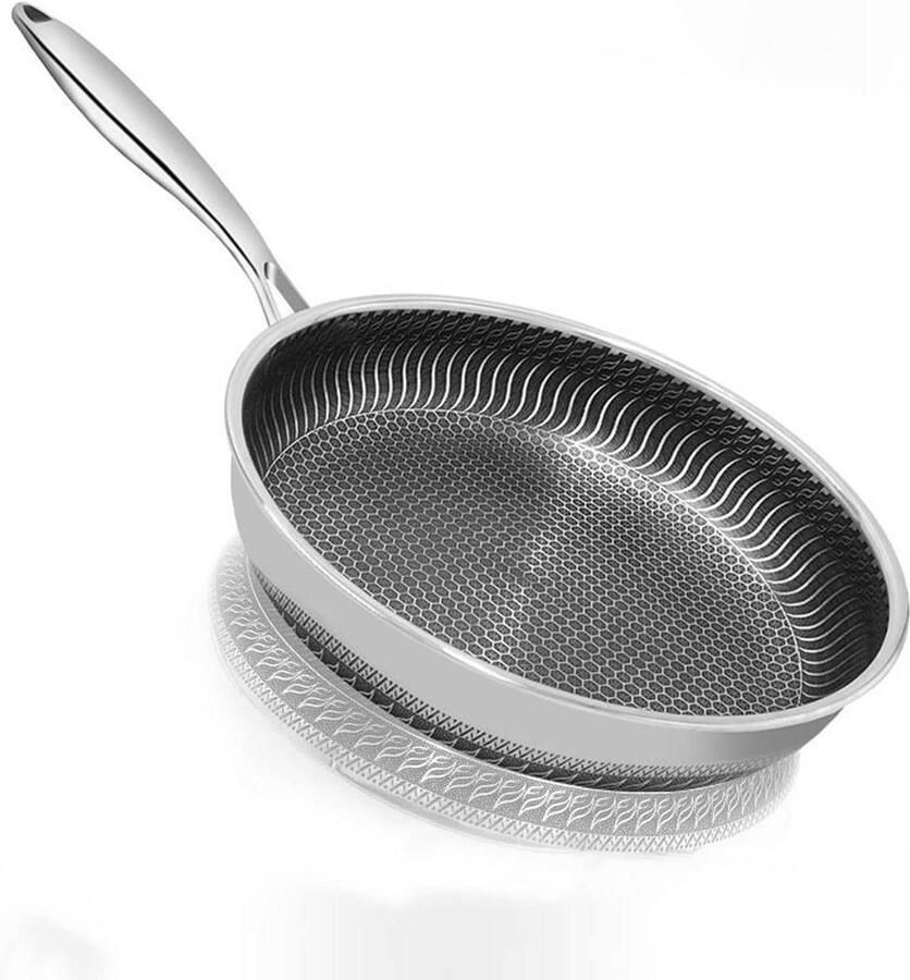 Koekenpan Wokpan Koekenpan met deksel Lekker Koken Roestvrij staal 28 cm Zwart