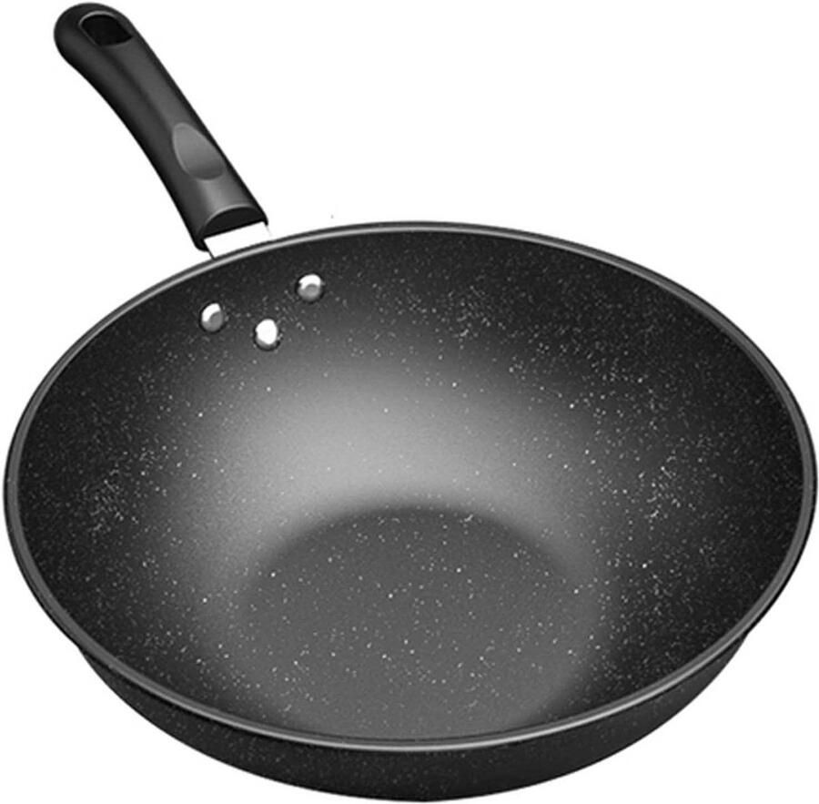 Koekenpan Wokpan Pannen Set Koken Aziatische Gerechten Handgemaakt Gietijzer 30cm Zwart