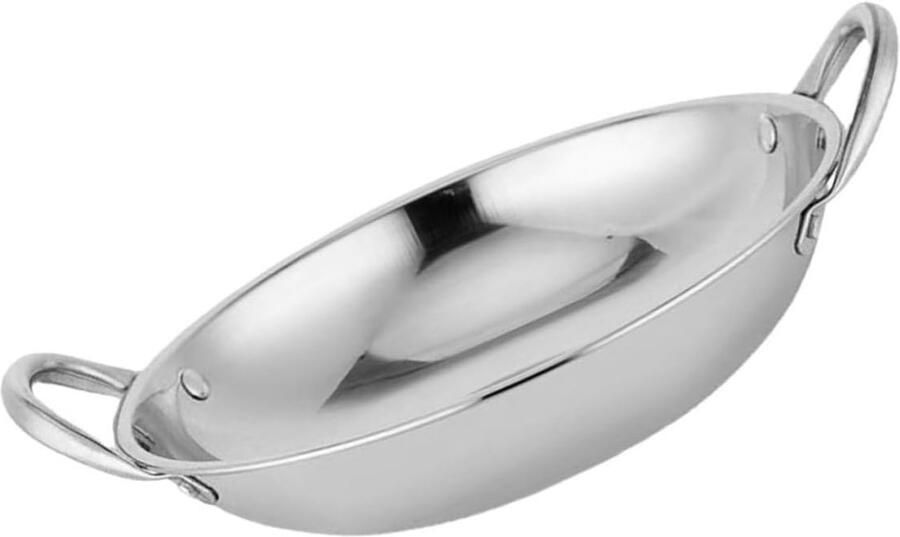 Koekenpan Wokpan platte bodem Gezond koken Snelle warmteverdeling 31 cm Zilver