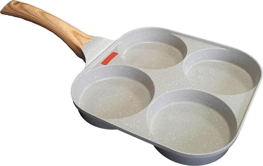 Koekenpan XL met 4 vakken anti-aanbaklaag geschikt voor alle warmtebronnen en siliconen spatel