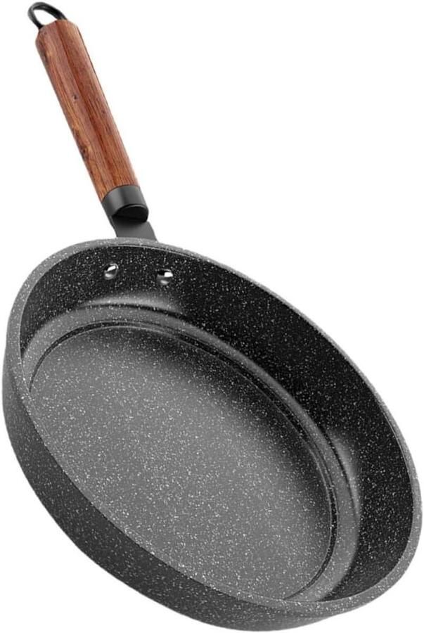 Koekenpan Zonder Deksel Omeletpan Mini Ontbijt Bakken Anti-aanbak Steen 24 cm Zwart