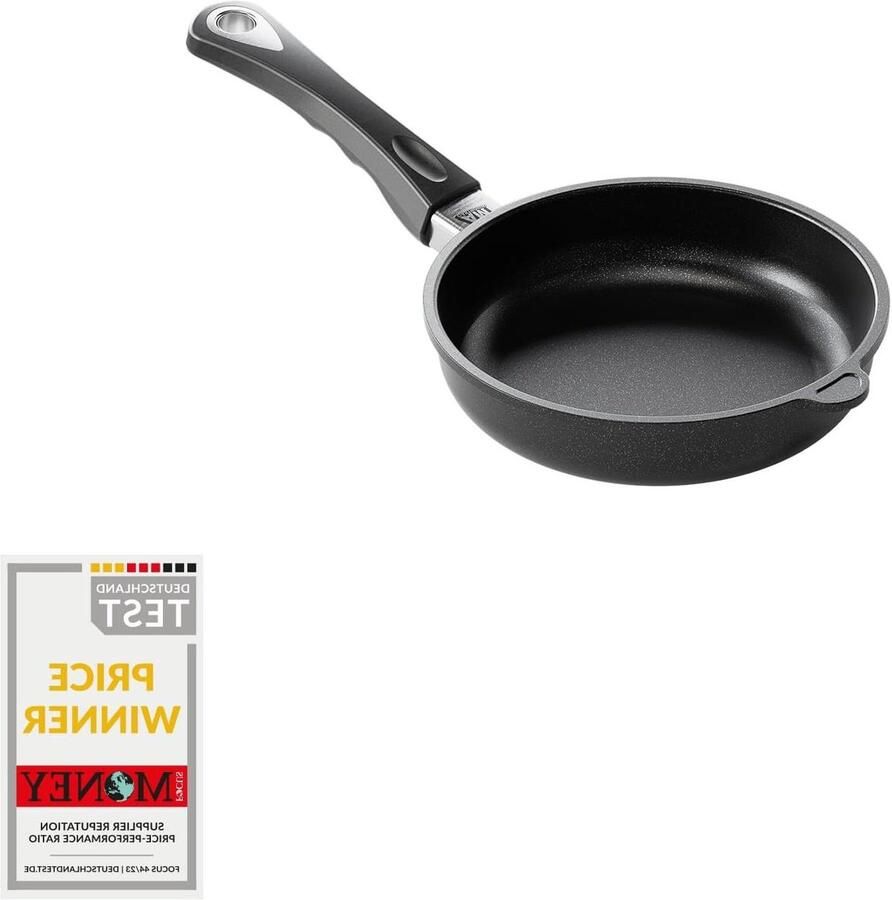 Koekenpan zonder inductie Vetarm bakken Gerecycled aluminium 20 cm Zwart