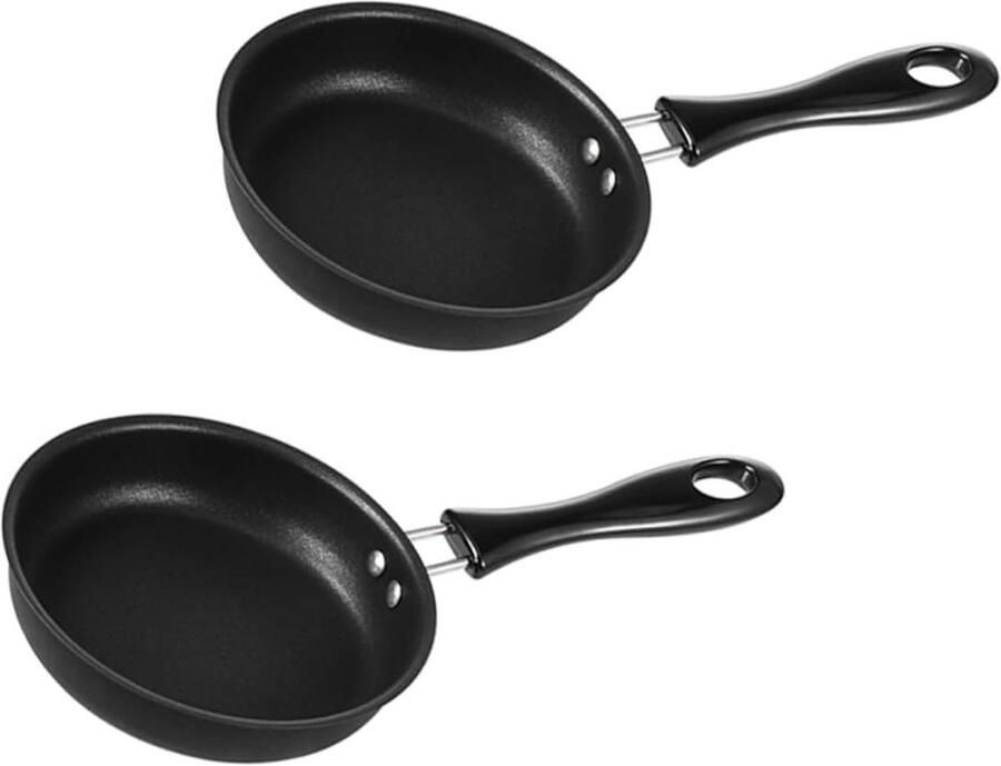 Koekenpannen Set Omeletpannen Eierpannen Ontbijt Maken Antiaanbaklaag 25 cm Zwart