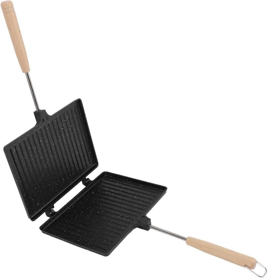Sandwichmaker Panini Maker Ontbijt Maken Dubbelzijdig Roosteren 23 x 17 cm Zilver