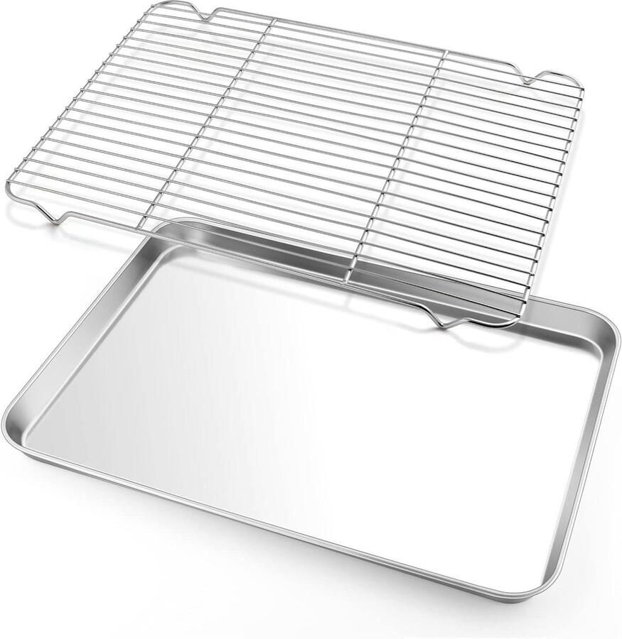 Koekjesblad met rekset Bakplaat en rooster Bakken en roosteren Vaatwasmachinebestendig 46x33 cm Zilver