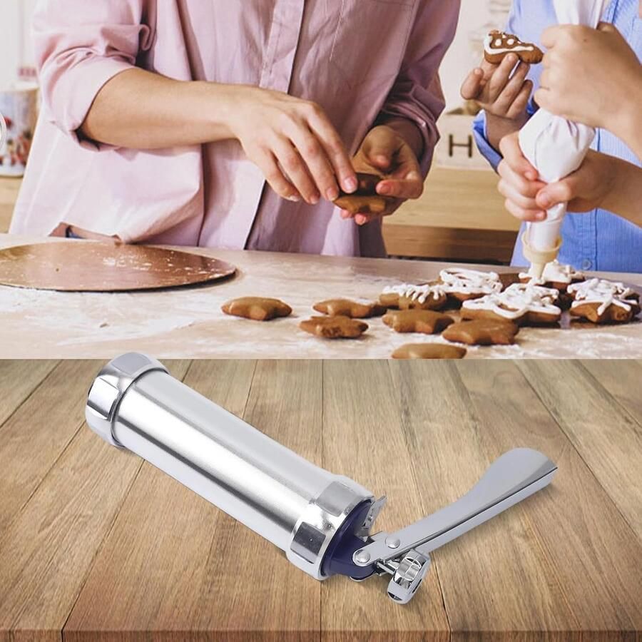 Koekjesextruder Koekjesmaker Pers Zelf Koekjes Maken Aluminiumlegering 22 x 20 x 5 cm Zilver