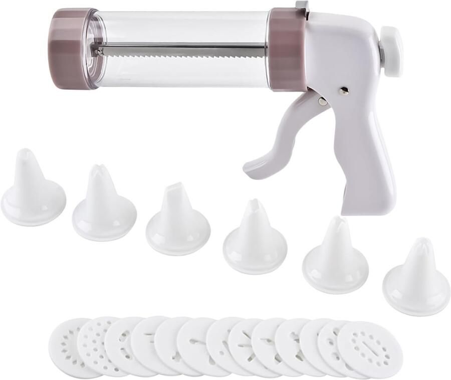 Koekjesmaker Apparaat Koekjespers Bakgereedschap Dessert Decoratie Multifunctionele Pers 13 Schijven 6 Monden Wit