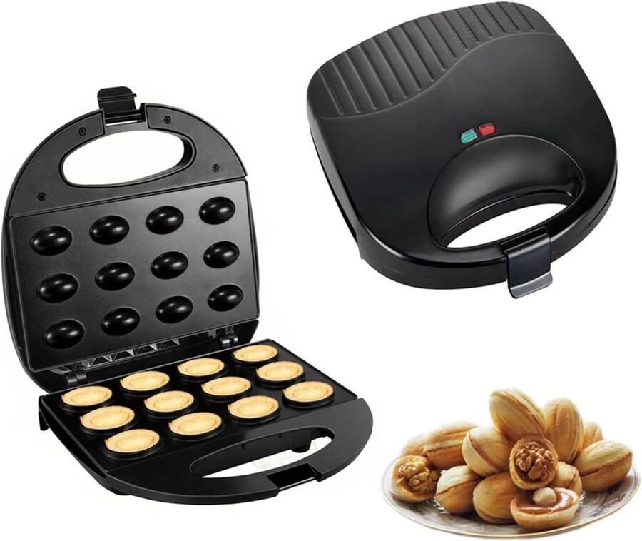 Koekjesmaker Elektrisch Taartmachine Snacks Snelle Snacks Maken Antiaanbaklaag Dubbelzijdig 21.5 cm Breed Zwart