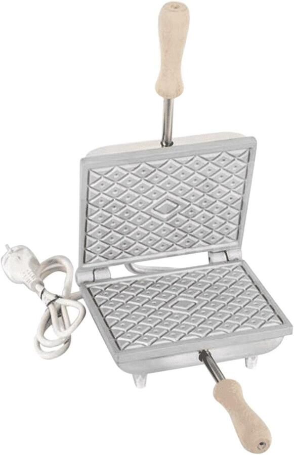 Koekjesmaker Hoekig Ferratelle Maker Zoete Koekjes Maken Verwisselbare Platen 600 Watt Chroom