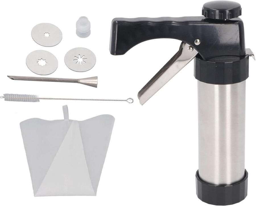 Koekjesmaker Kit Koekjespers Zelf Bakken Roestvrij Staal 21.5 cm Zilver