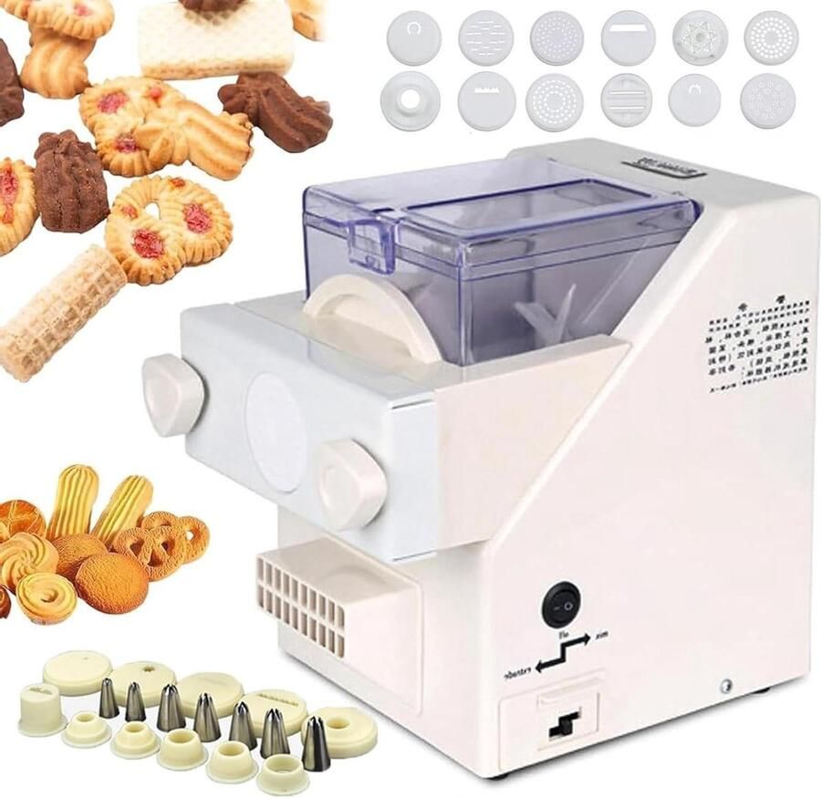 Koekjesmaker Machine Bakvorm Zelf Koekjes Maken 8 Spuitmondjes Inbegrepen 34.5 cm Wit