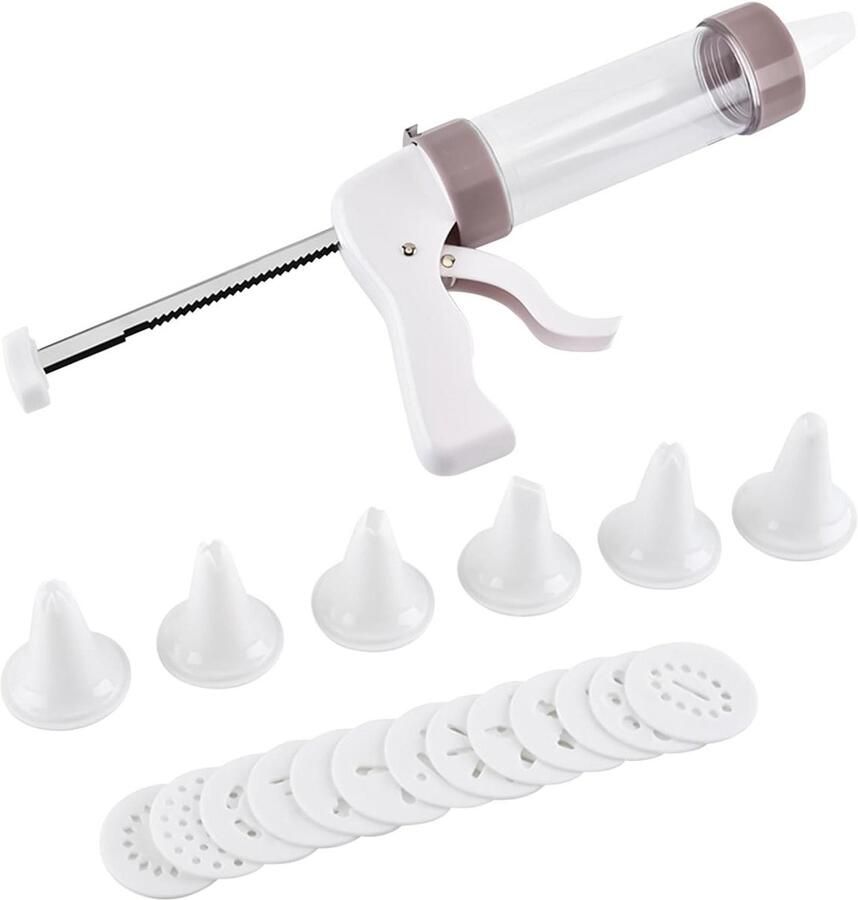 Koekjesmaker Machine Koekjespers Bakvorm Taarten Decoreren 13 Verschillende Vormen 22 x 14.5cm Wit