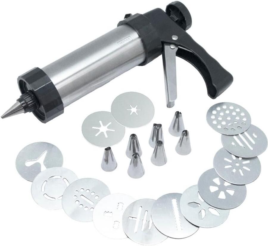 Koekjespers Churros Maker Zelf Gebak Maken Inclusief Mondstukken 30 x 20 x 7 cm Zilver
