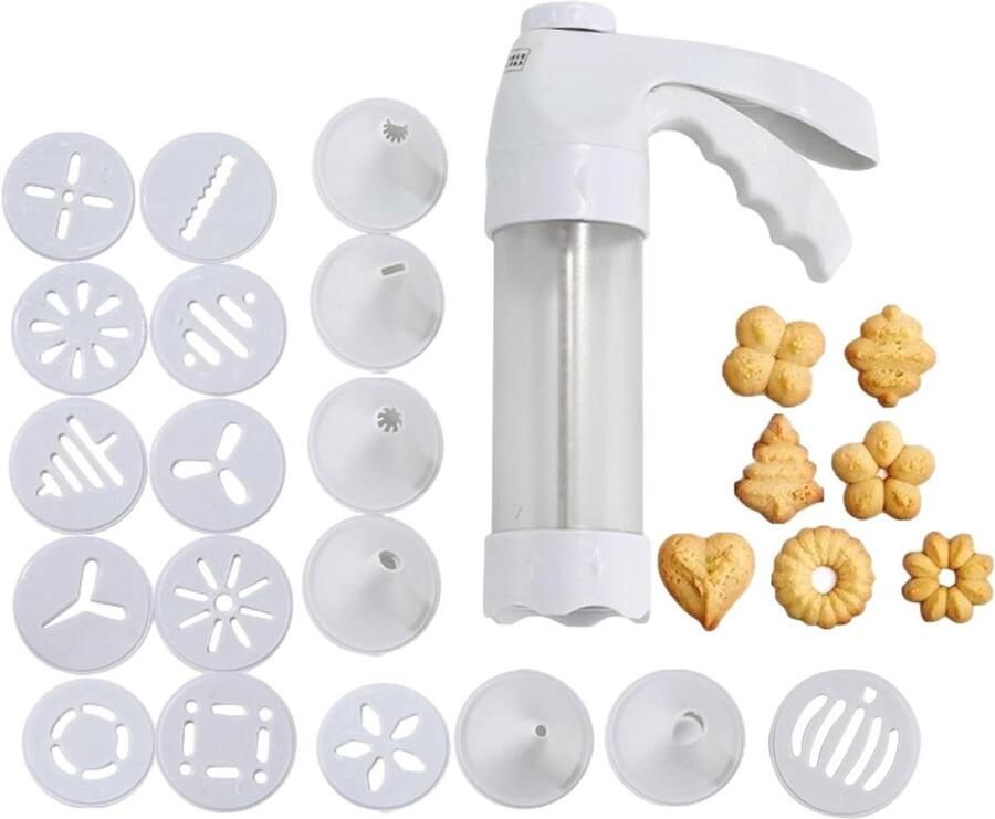 Koekjespers Deegmaker Stempel Koekjes Bakken Roestvrijstalen Handmatig 28.5 x 21.89 x 6.71 cm Wit