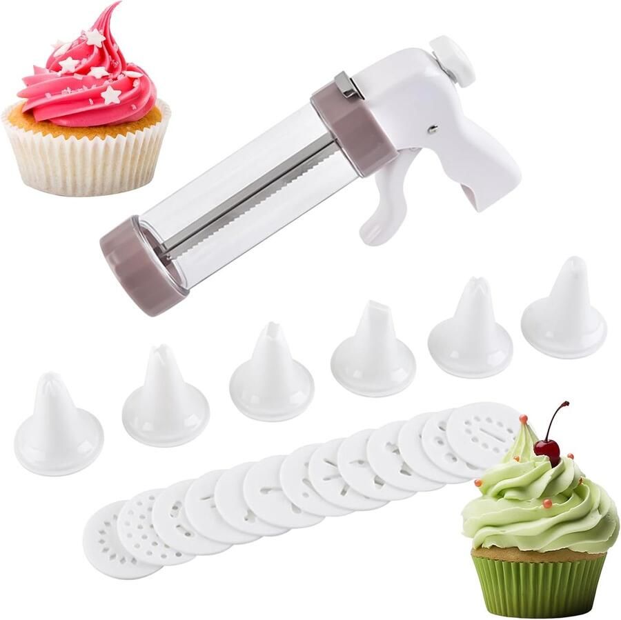 Koekjespers Koekjesmachine Bakapparaat Zelf Koekjes Maken Met 13 Schijven 22 x 14.5 cm Wit