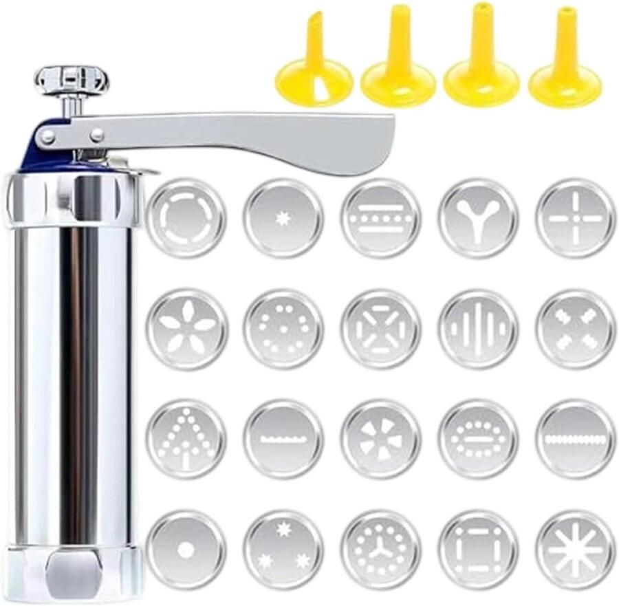 Koekjespers Maker Kit Bakbenodigdheden Persschijven Feestelijke Treats Maken Gestroomlijnde ie 22 x 15.5 cm Zilver