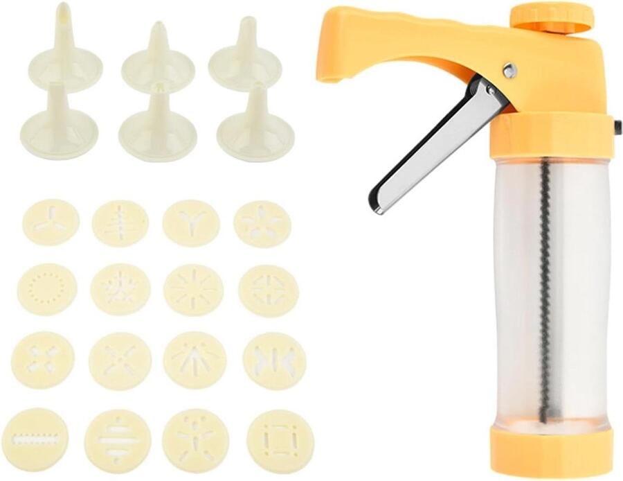 Koekjespers Set Koekjesmaker Machine Zelf Koekjes Maken Ergonomisch Ontwerp 16 Schijven 6 Tips Geel