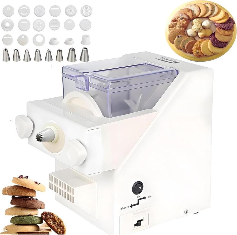 Koekjespersmachine Koekjesmaker Zelf Koekjes Maken 8 Spuitmonden 6 Vormen 180 W Wit