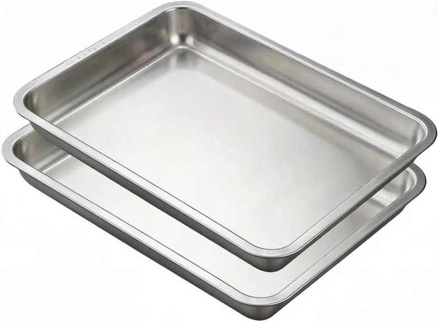 Koekjesplaten Roestvrij Staal Bakplaten Ovenplaten Bakken en Serveren Spiegelglans Afwerking 2 stuks 58x36.5cm Zilver