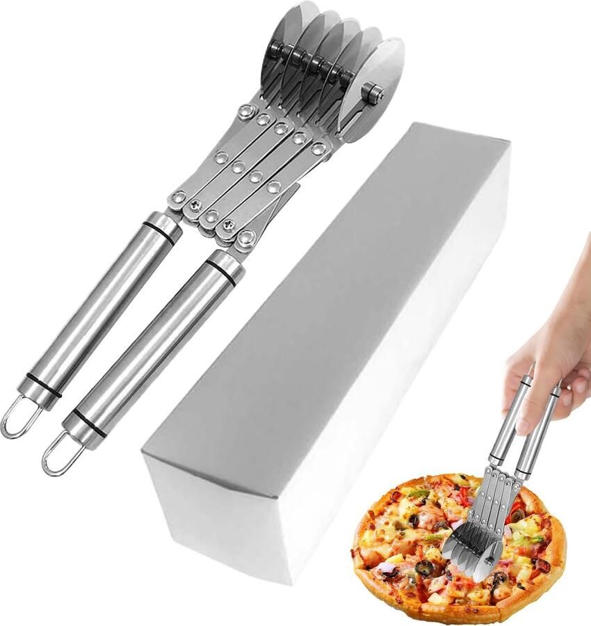 Koekjessnijder met wielen Deegsnijder Pastamachine Bakken en snijden Uitschuifbaar design 265 cm Zilver