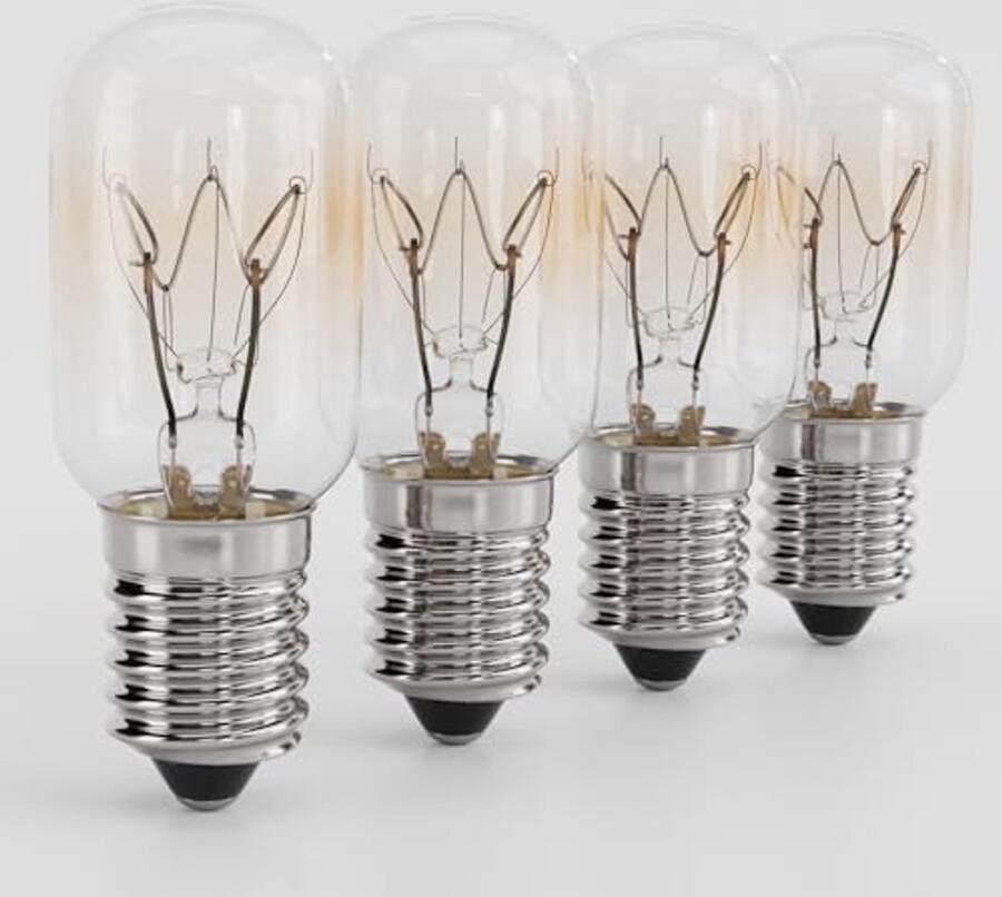 Koelkastlamp E14 15W Warmwit 4 Stuks voor Vrieskist Afzuigkap en Naaimachine