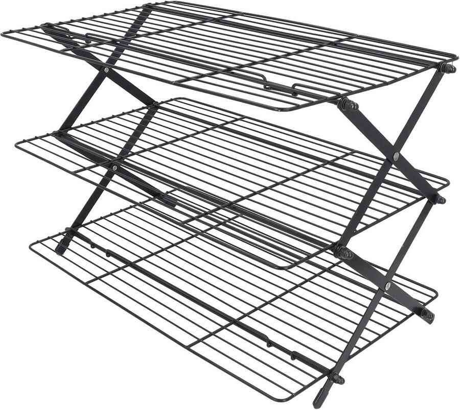 Koelrek 3-laags Bakrooster Vouwbaar Bakken Grillen Oven Ruimtebesparend Opvouwbaar 46x34x4 cm