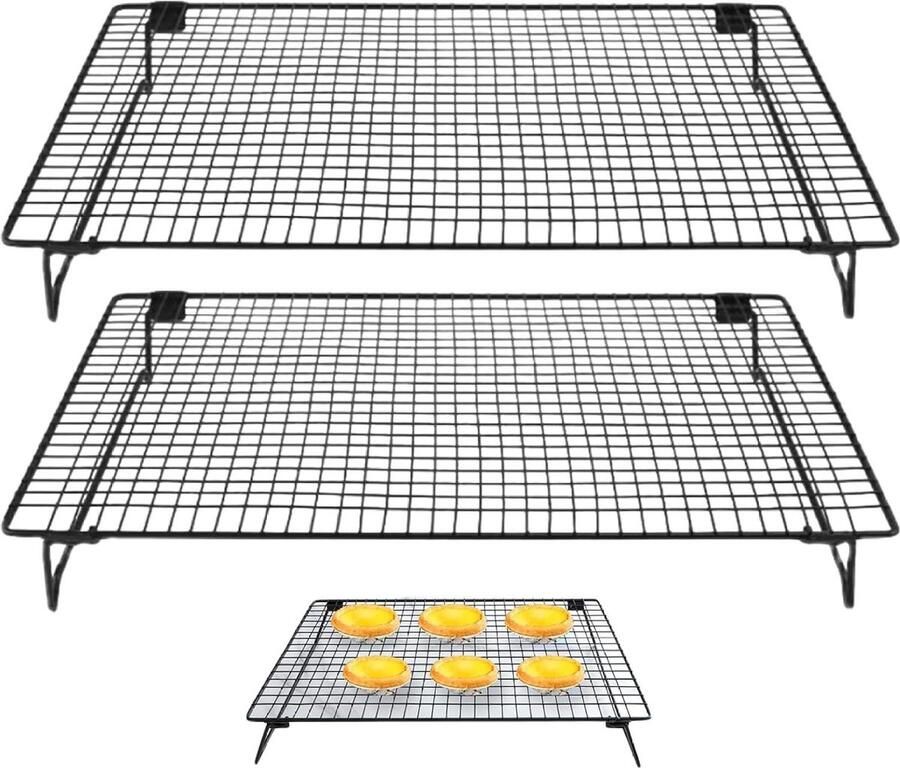 Koelrek Bakken Bakrooster Oven Gelijkmatig Afkoelen Opvouwbare Poten 2 Stuks 43cm Zilver