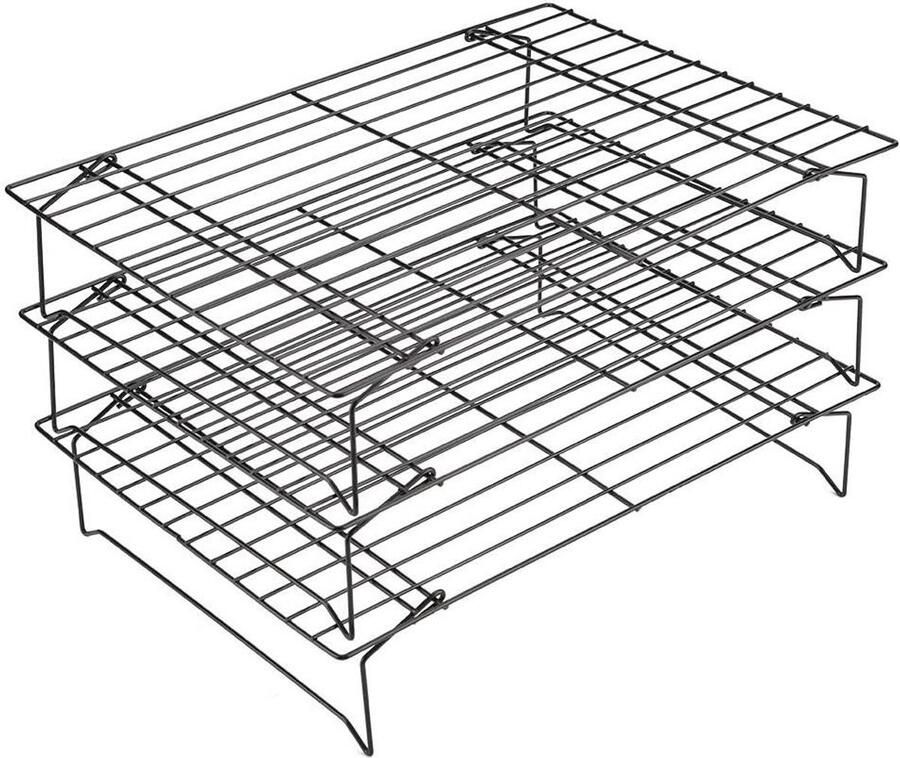 Koelrek Bakplaat Bakrooster Ovenrek Brood Taart Koelen Anti-aanbak Koolstofstaal 40x25 cm Zwart