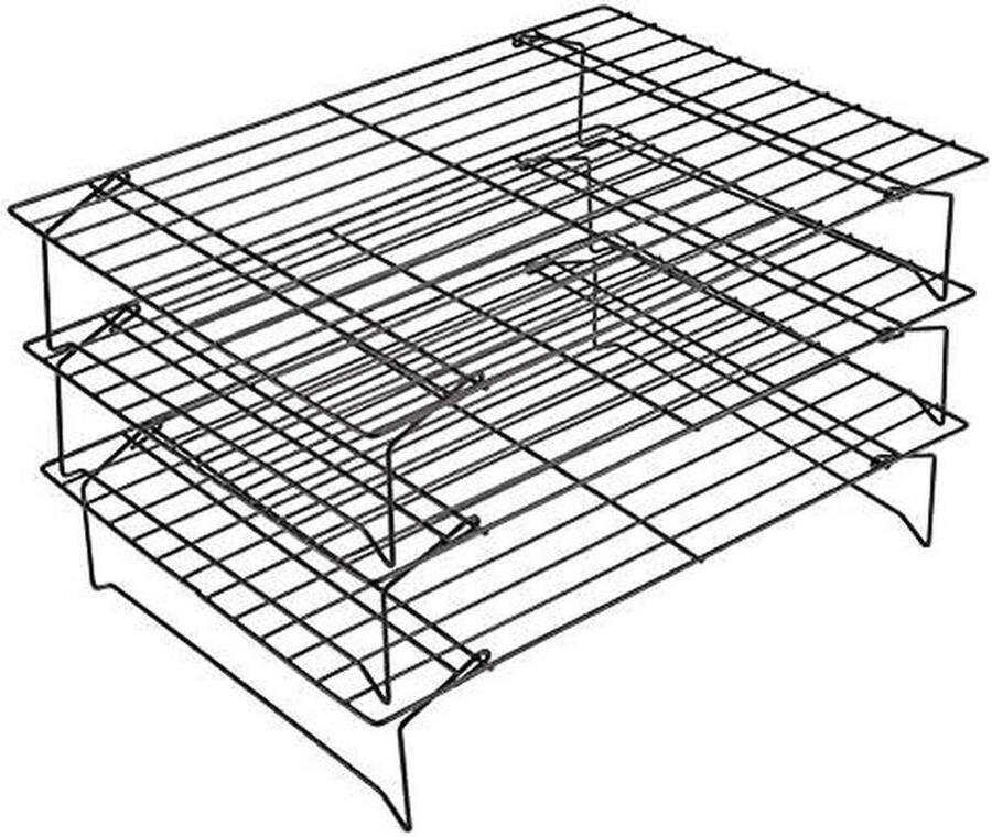 Koelrek Bakplaat Bakrooster Ovenrek Koekjes Bakken Roestvrij Staal 36 x 26 x 6 cm Zilver