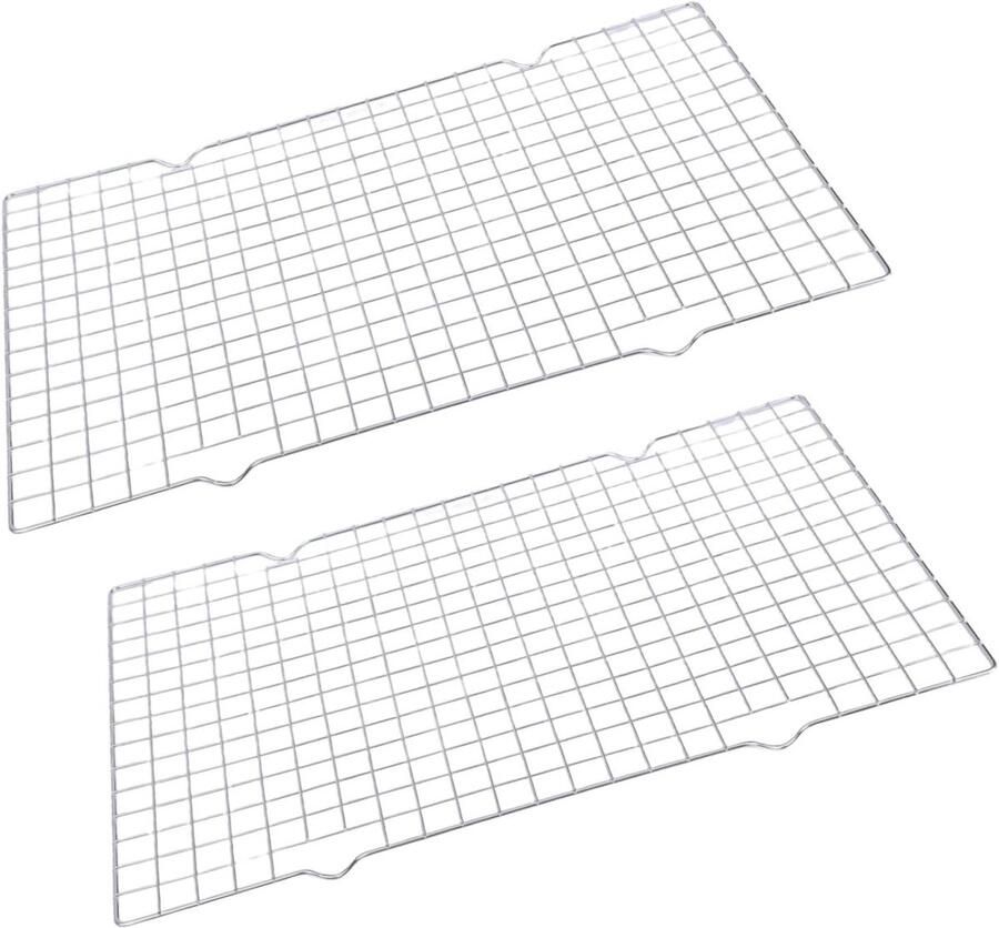 Koelrek Bakplaat Roestvrij Staal Bakken Grillen Ovenbestendig 400F 2 stuks 36.5x25.5cm Zilver