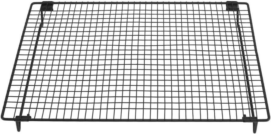 Koelrek Roestvrij Staal Bakrek Oven Bakken Grillen Vaatwasserbestendig Hittebestendig 43x28x5 cm Zwart