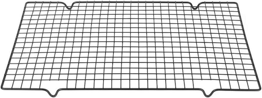 Koelrek RVS Bakrek Grillrooster Bakken en Grillen Antiaanbaklaag 41 x 26 x 2 cm Zwart