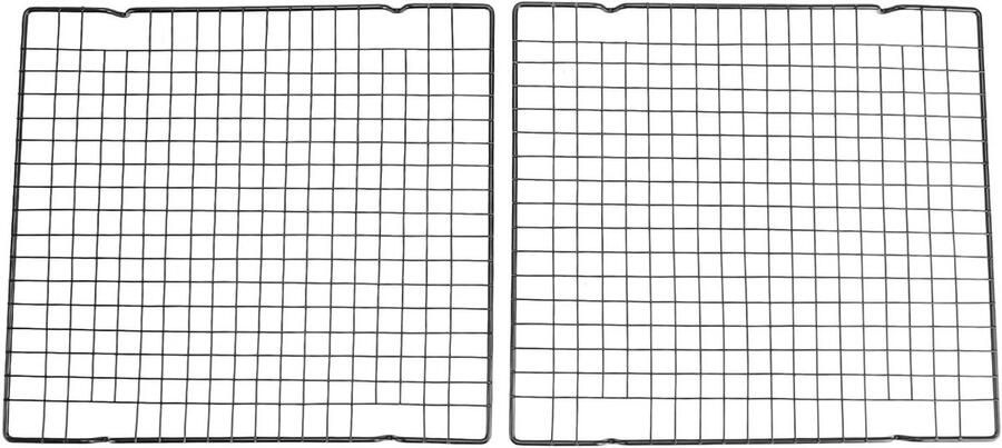 Koelrek Set Bakrek Oven Bakken en Grillen Anti-aanbak Koolstofstaal 28 x 25 cm Zwart