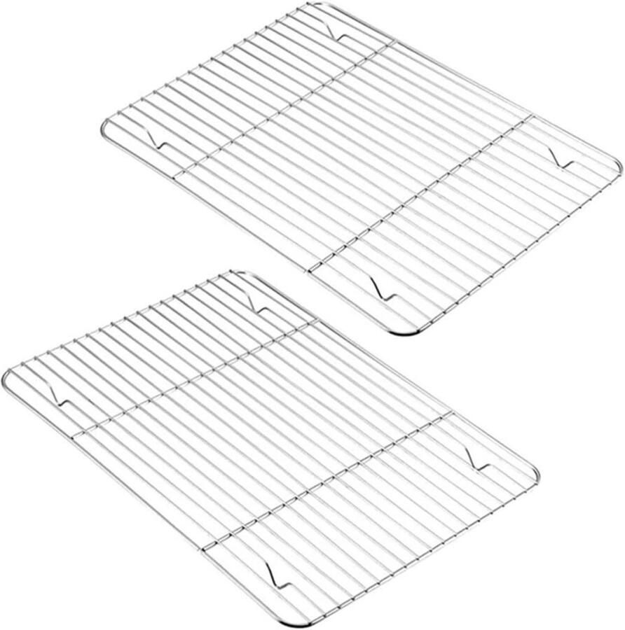 Koelrek Set Bakrooster Bakken en Grillen Roestvrij Staal 35 cm Zilver